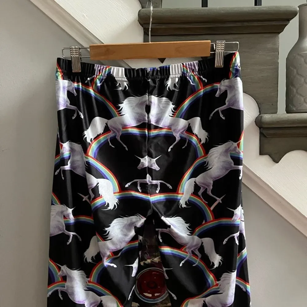 Unicorns & Rainbows Super Stretchy Leggings sz L EUC